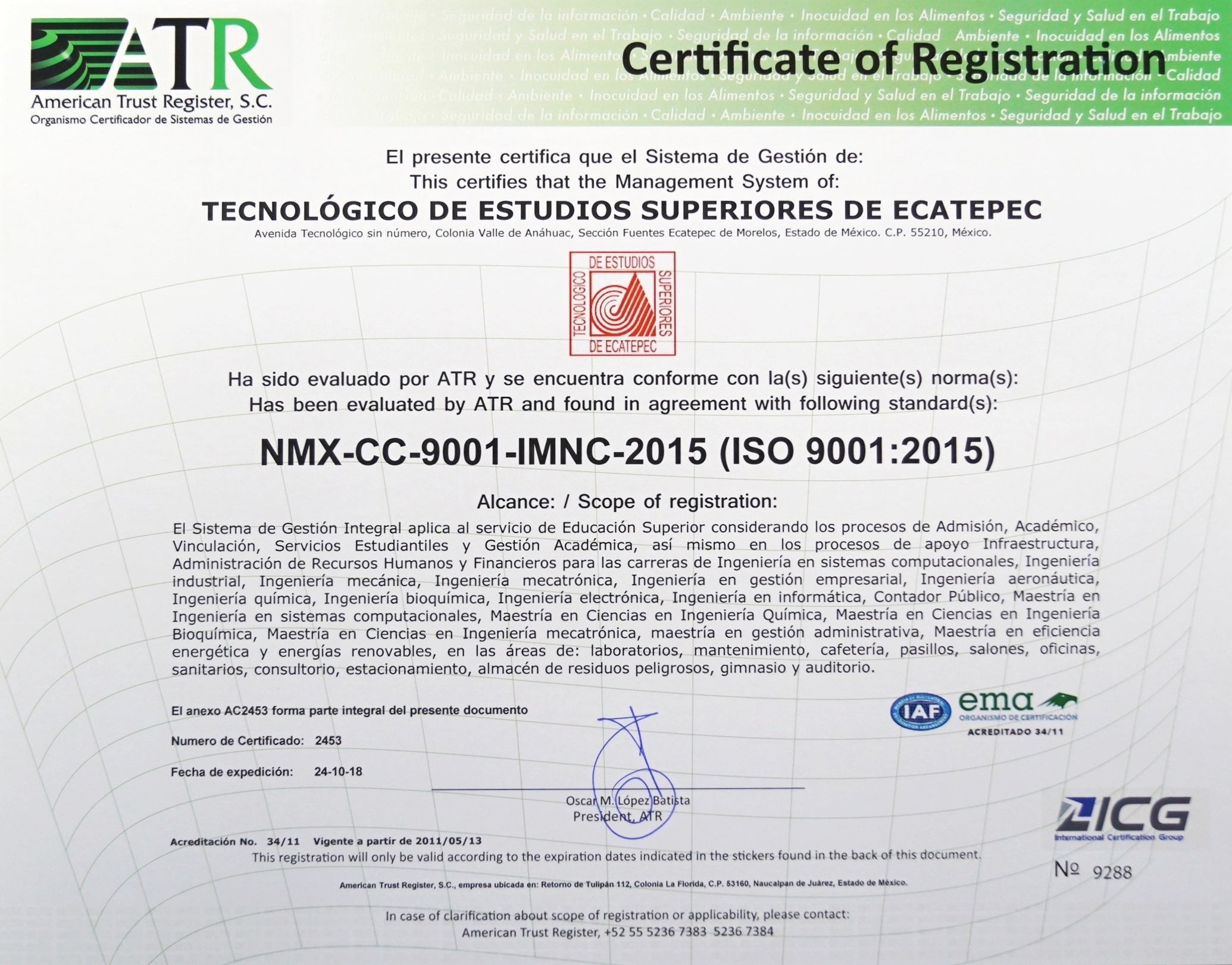 Certificado ISO 9001