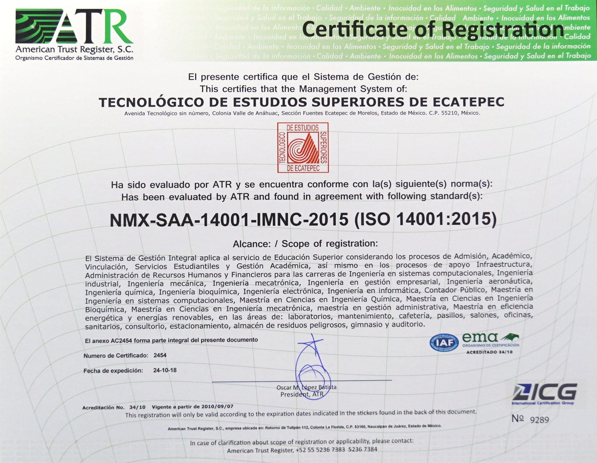 Certificado ISO 14001