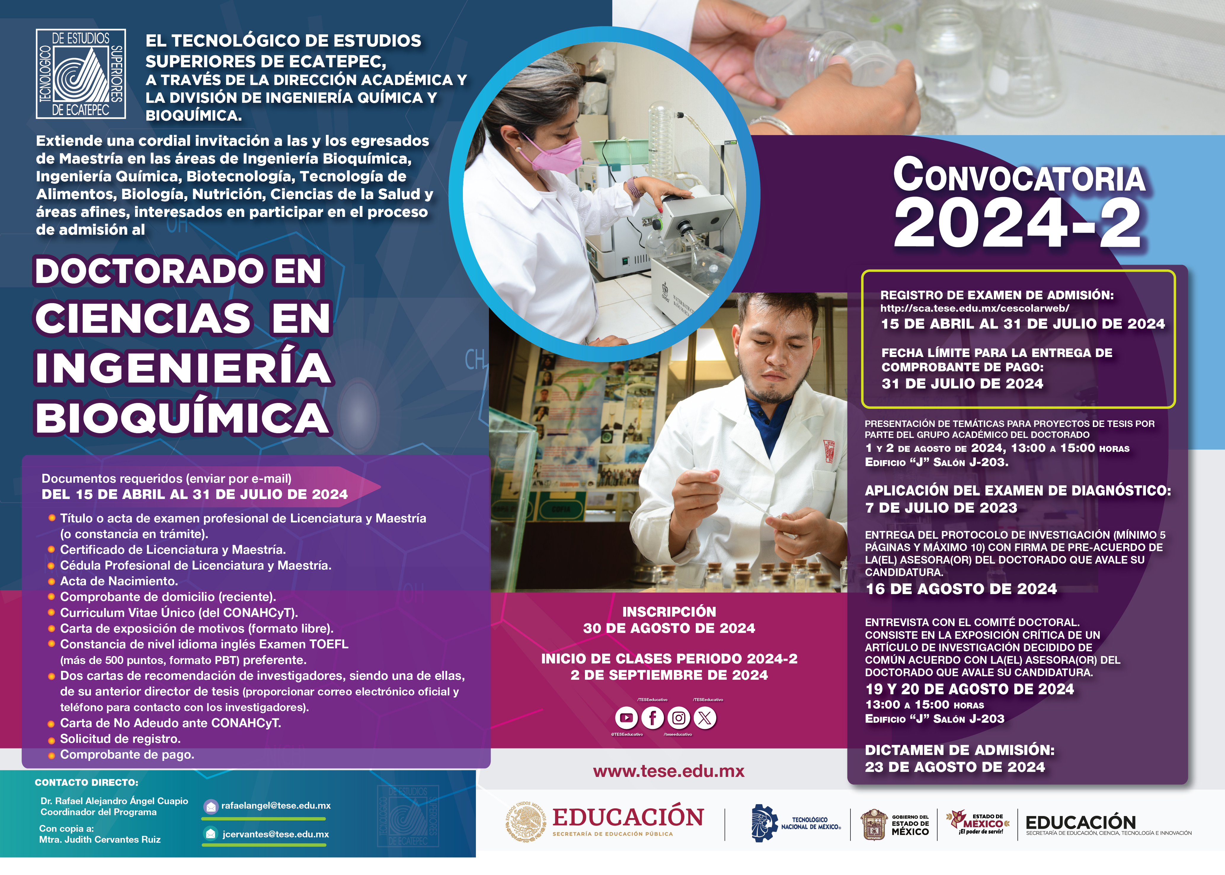 Convocatoria Doctorado Bioquímica 2024-2